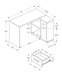 34" White L Shape Computer Desk With Two Drawers