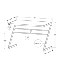 22" White and Silver Computer Desk