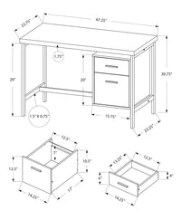 24" White and Silver Computer Desk With Two Drawers