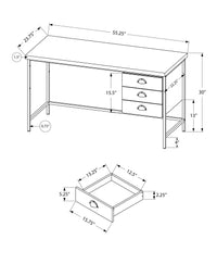 24" Taupe and Black Computer Desk With Three Drawers