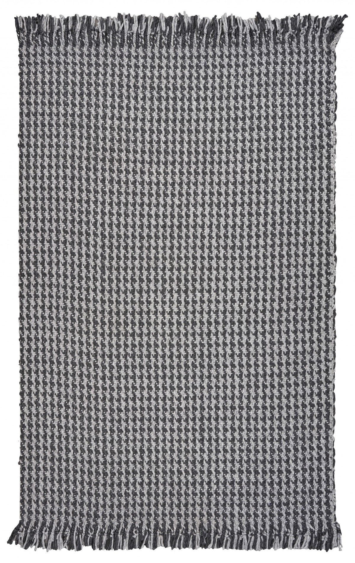 5'X8' Grey Hand Woven Houndstooth Indoor Area Rug