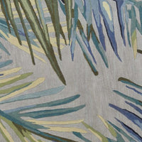 5'X8' Grey Blue Hand Tufted Tropical Palms Indoor Area Rug