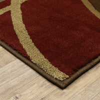 5'X8' Brown And Red Abstract  Area Rug