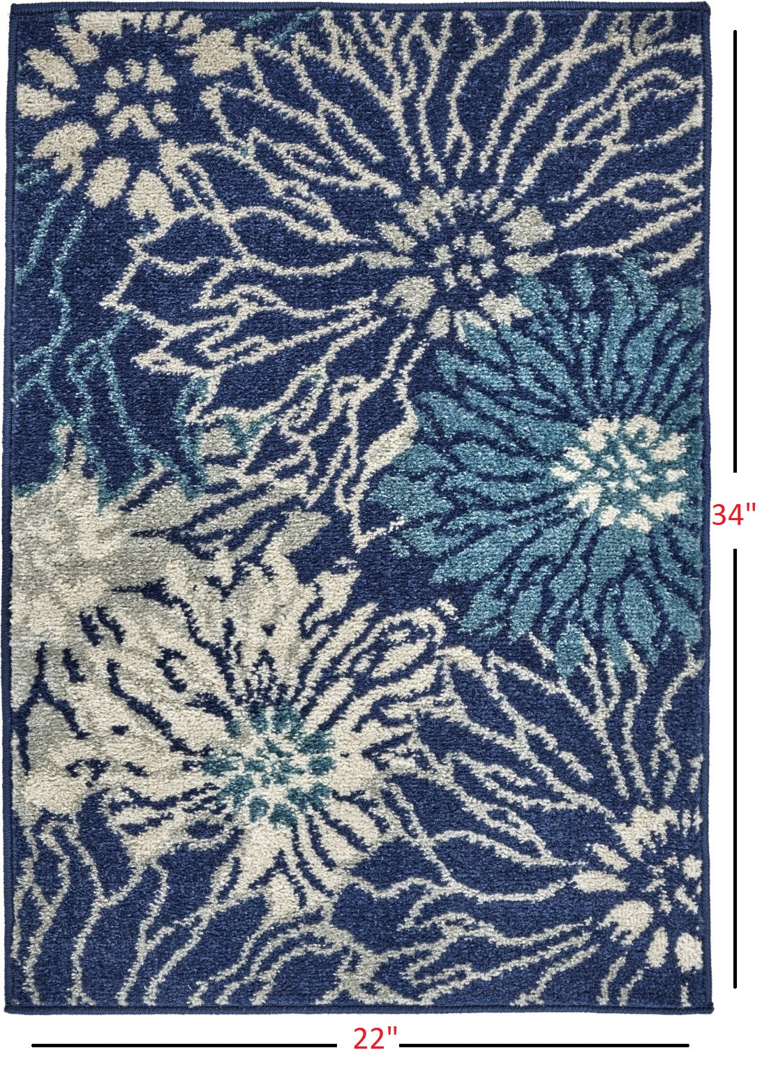 4' Blue And Ivory Round Floral Dhurrie Area Rug