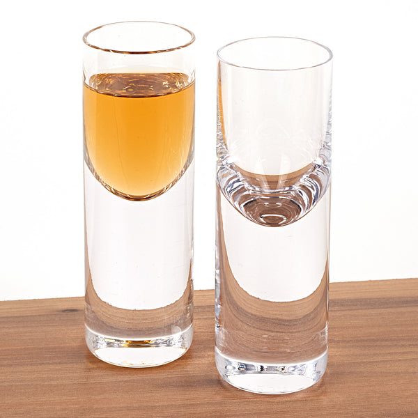 Set Of 2 Mouth Blown Crystal Long Shot Glasses