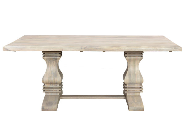 96" White Solid Wood Dining Table