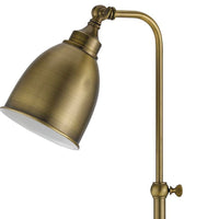 25" Bronze Metal Adjustable Table Lamp With Antiqued Brass Dome Shade